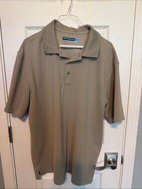 Roundtree & Yorke Taupe Short-Sleeve Polo